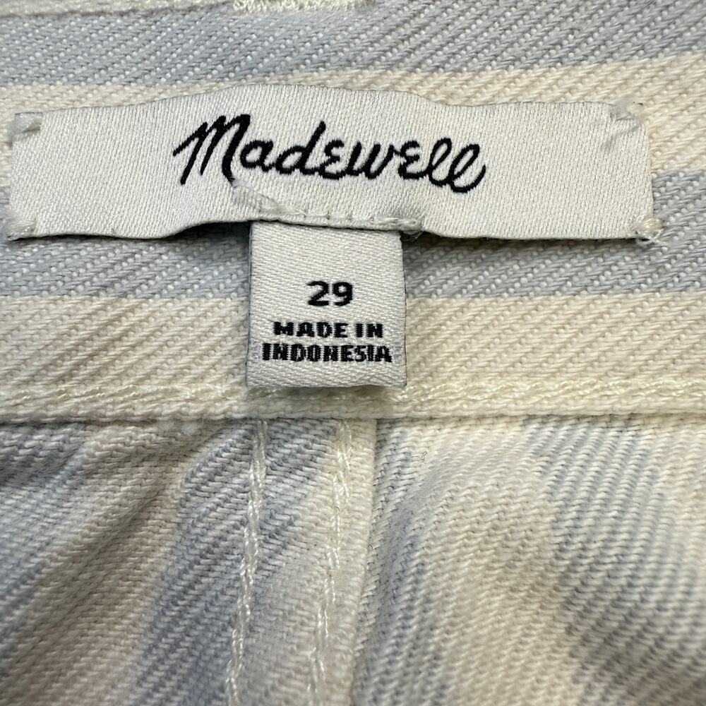 Women's Madewell Pale Blue and White Stripped Denim Mini Skirt Size 29 - Picture 3 of 6